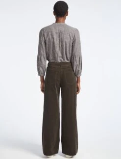 Tennyson Pin Corduroy Wide Leg Trouser - Khaki -The Modern Femme Sales SP22 TR49 TENNYSON KHAKI LS 4262