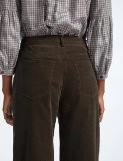 Tennyson Pin Corduroy Wide Leg Trouser - Khaki -The Modern Femme Sales SP22 TR49 TENNYSON KHAKI LS 4275