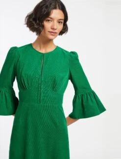 Daphne Pin Corduroy Round Neck Maxi Dress - Emerald Green -The Modern Femme Sales SP23 D466 DAPHNE EMERALD GREEN LS 14303