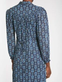 Abigail Midi Dress - Blue Folk Floral Print -The Modern Femme Sales SP23 D489 ABIGAIL BLUEFOLKFLORALPRINT LS 3832