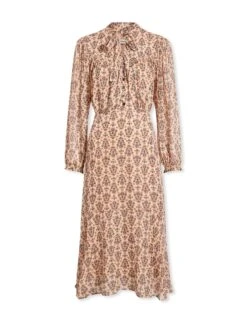 Abigail Midi Dress - Stone Rust Folk Floral Print -The Modern Femme Sales SP23 D489 ABIGAIL STONERUSTFOLKFLORALPRINT CO