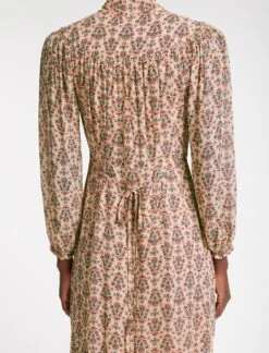 Abigail Midi Dress - Stone Rust Folk Floral Print -The Modern Femme Sales SP23 D489 ABIGAIL STONERUSTFOLKFLORALPRINT LS 2981