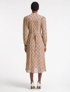 Abigail Midi Dress - Stone Rust Folk Floral Print -The Modern Femme Sales SP23 D489 ABIGAIL STONERUSTFOLKFLORALPRINT LS 2988