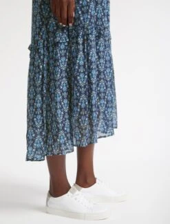 Isla Maxi Dress - Blue Folk Floral Print -The Modern Femme Sales SP23 D490 ISLA BLUEFOLKFLORALPRINT LS 2119