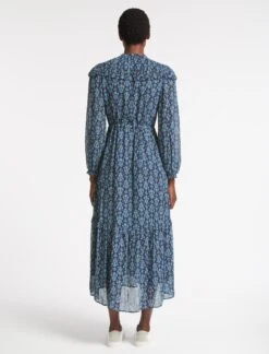 Isla Maxi Dress - Blue Folk Floral Print -The Modern Femme Sales SP23 D490 ISLA BLUEFOLKFLORALPRINT LS 2125