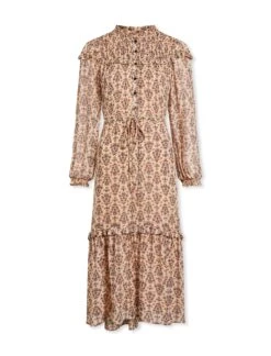 Isla Maxi Dress - Stone Rust Folk Floral Print -The Modern Femme Sales SP23 D490 ISLA STONERUSTFOLKFLORALPRINT CO