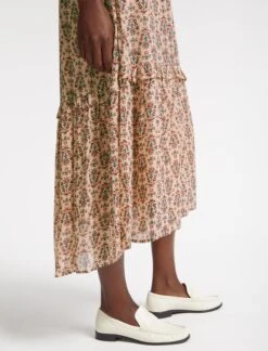 Isla Maxi Dress - Stone Rust Folk Floral Print -The Modern Femme Sales SP23 D490 ISLA STONERUSTFOLKFLORALPRINT LS 2304