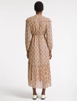 Isla Maxi Dress - Stone Rust Folk Floral Print -The Modern Femme Sales SP23 D490 ISLA STONERUSTFOLKFLORALPRINT LS 2308