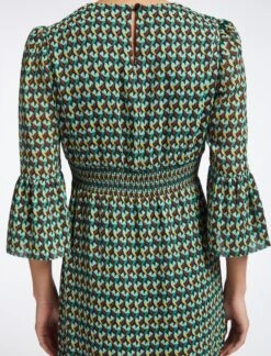 Tibi Maxi Dress - Black Green Heart Geo Print -The Modern Femme Sales SP23 D500 TIBI BLACKGREENHEARTGEOPRINT LS 4408