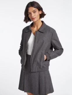 Celina Wool Short Skirt - Charcoal Navy Black Check -The Modern Femme Sales SP23 JK36 LEXI CHARCOAL NAVY BLACK CHECK LS 5079