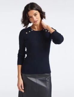 Frieda Wool Jumper - Navy -The Modern Femme Sales SP23 K114 FRIEDA NAVY LS 25340