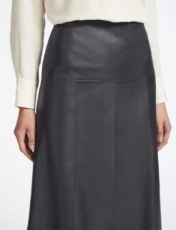 Tiana Leather Midi Skirt - Navy -The Modern Femme Sales SP23 SK119 TIANA NAVY LS 4068