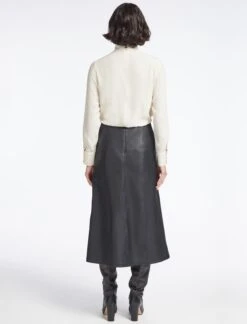Tiana Leather Midi Skirt - Navy -The Modern Femme Sales SP23 SK119 TIANA NAVY LS 4075
