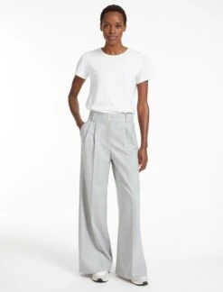Margot New Wool Wide Leg Trouser - Light Grey -The Modern Femme Sales SP23 TR70 MARGOT LIGHTGREY LS 28844