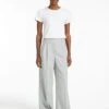 Margot New Wool Wide Leg Trouser - Light Grey -The Modern Femme Sales SP23 TR70 MARGOT LIGHTGREY LS 28867