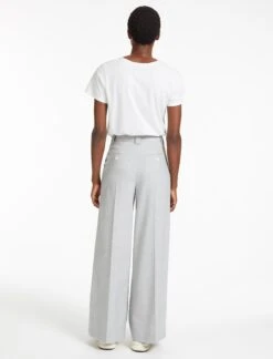 Margot New Wool Wide Leg Trouser - Light Grey -The Modern Femme Sales SP23 TR70 MARGOT LIGHTGREY LS 28919