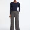 Terence Wool Wide Leg Trouser - Charcoal Navy Black Check -The Modern Femme Sales SP23 TR73 TERENCE CHARCOAL NAVY BLACK CHECK LS 2210