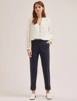 Clement New Wool Turn Up Trouser - Navy -The Modern Femme Sales SP24 CLEMENT TR76 NAVY LS 702