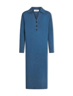 Eleanor Wool Knit Dress - Mid Blue -The Modern Femme Sales SP24 D496 ELEANOR MIDBLUE LS 1894