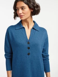 Eleanor Wool Knit Dress - Mid Blue -The Modern Femme Sales SP24 D496 ELEANOR MID BLUE LS 15279