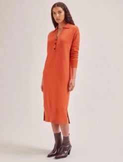 Eleanor Wool Knit Dress - Orange -The Modern Femme Sales SP24 D496 ELEANOR ORANGE LS 383