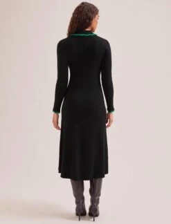 Josie Wool Knit Dress - Black Emerald Green -The Modern Femme Sales SP24 D575 JOSIE BLACKEMERALDGREEN LS 234