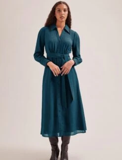 Fallon Techni Voile Maxi Dress - Petrol -The Modern Femme Sales SP24 D601 FALLON PETROL LS 2476