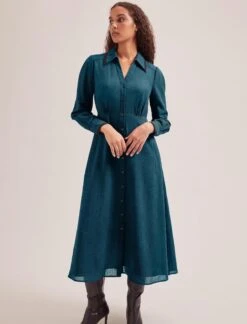 Fallon Techni Voile Maxi Dress - Petrol -The Modern Femme Sales SP24 D601 FALLON PETROL LS 2521