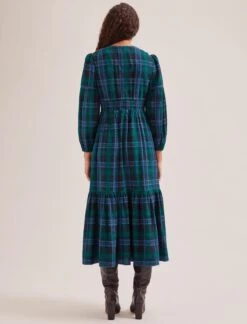 Daphne Organic Cotton Seersucker Maxi Dress - Navy Green -The Modern Femme Sales SP24 D606 DAPHNE NAVYGREEN LS 1107