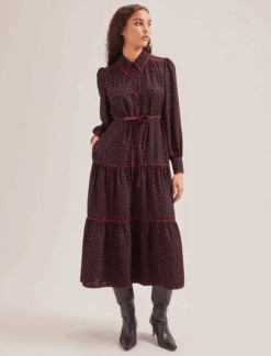Franklin Maxi Dress - Black Red Polka Dot Print -The Modern Femme Sales SP24 D609 FRANKLIN BLACKREDPOLKADOTPRINT LS 043