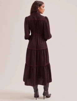 Franklin Maxi Dress - Black Red Polka Dot Print -The Modern Femme Sales SP24 D609 FRANKLIN BLACKREDPOLKADOTPRINT LS 157