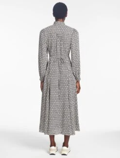 Elspeth Maxi Dress - Ecru Black Trellis Print -The Modern Femme Sales SP24 D610 ELPETH ECRU BLACK TRELLIS PRINT LS 287