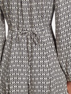 Elspeth Maxi Dress - Ecru Black Trellis Print -The Modern Femme Sales SP24 D610 ELPETH ECRU BLACK TRELLIS PRINT LS 291