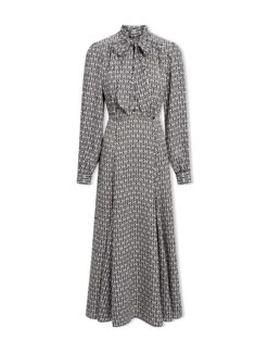 Elspeth Maxi Dress - Ecru Black Trellis Print -The Modern Femme Sales SP24 D610 ELSPETH ECRUBLACKTRELLISPRINT LS