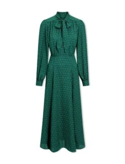 Elspeth Maxi Dress - Green Black Trellis Print -The Modern Femme Sales SP24 D610 ELSPETH GREENBLACKTRELLISPRINT LS