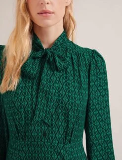 Elspeth Maxi Dress - Green Black Trellis Print -The Modern Femme Sales SP24 D610 ELSPETH GREENBLACKTRELLISPRINT LS 16772