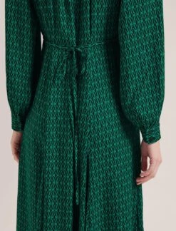 Elspeth Maxi Dress - Green Black Trellis Print -The Modern Femme Sales SP24 D610 ELSPETH GREENBLACKTRELLISPRINT LS 16785