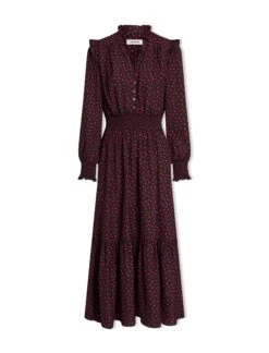 Saskia Maxi Dress - Black Red Polka Dot Print -The Modern Femme Sales SP24 D613 SASKIA BLACKREDPOLKADOTPRINT LS 1823