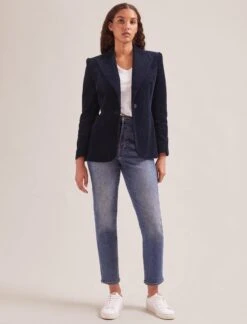 Gene Corduroy Blazer - Navy -The Modern Femme Sales SP24 JK59 GENE NAVY LS 1562