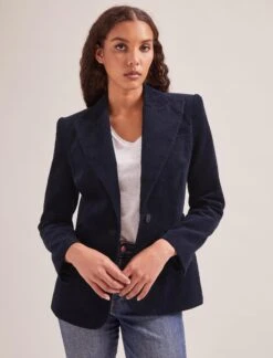 Gene Corduroy Blazer - Navy -The Modern Femme Sales SP24 JK59 GENE NAVY LS 1581