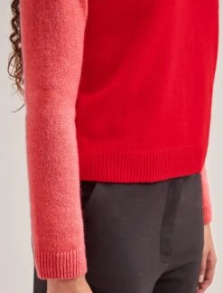 Drew Cashmere Jumper - Red Pink Colourblock -The Modern Femme Sales SP24 K172 DREW REDPINKCOLOURBLOCK LS 1954
