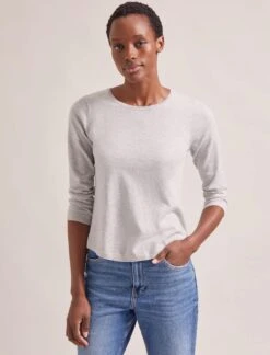 The Modern Femme Sales 17 Maia Cotton Silk Blend T-Shirt - Pale Grey Melange