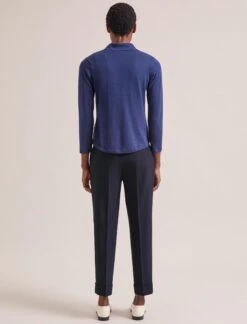 Morgan Cotton Silk Blend T-Shirt - Navy -The Modern Femme Sales SP24 K175 MORGAN NAVY LS 1941