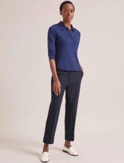 Morgan Cotton Silk Blend T-Shirt - Navy -The Modern Femme Sales SP24 K175 MORGAN NAVY LS 1954