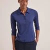 Morgan Cotton Silk Blend T-Shirt - Navy -The Modern Femme Sales SP24 K175 MORGAN NAVY LS 1958
