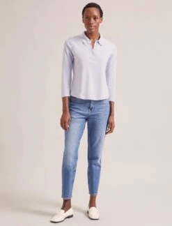 Morgan Cotton Silk Blend T-Shirt - Pale Blue -The Modern Femme Sales SP24 K175 MORGAN PALEBLUE LS 0038