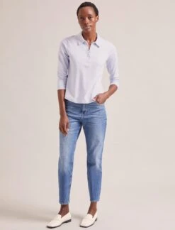 Morgan Cotton Silk Blend T-Shirt - Pale Blue -The Modern Femme Sales SP24 K175 MORGAN PALEBLUE LS 0073