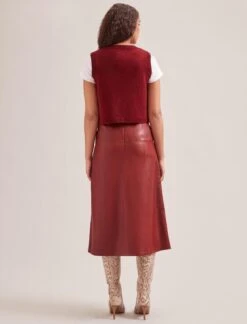 Wesley Cashmere Blend V Neck Waistcoat - Dark Red -The Modern Femme Sales SP24 K82 WESLEY DARKRED LS 1742