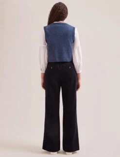 Wesley Cashmere Blend V Neck Waistcoat - Denim Blue -The Modern Femme Sales SP24 K82 WESLEY DENIMBLUE LS 1551