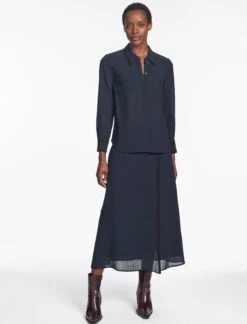 Sullivan Techni Voile Shirt - Navy -The Modern Femme Sales SP24 S85 SULLIVAN NAVY LS 1162
